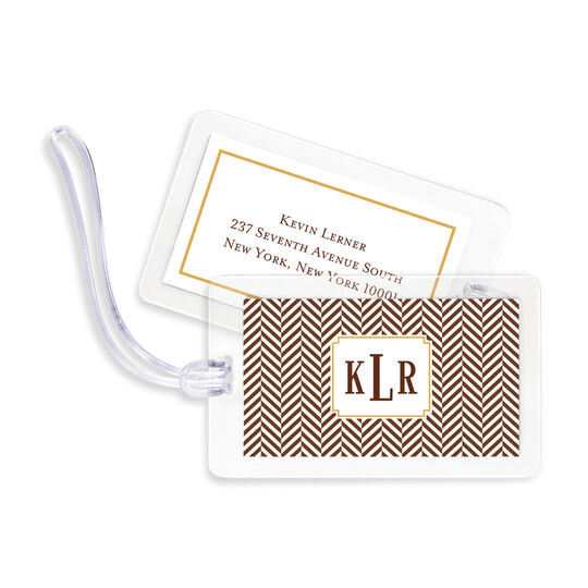 Chocolate Herringbone Luggage Tags